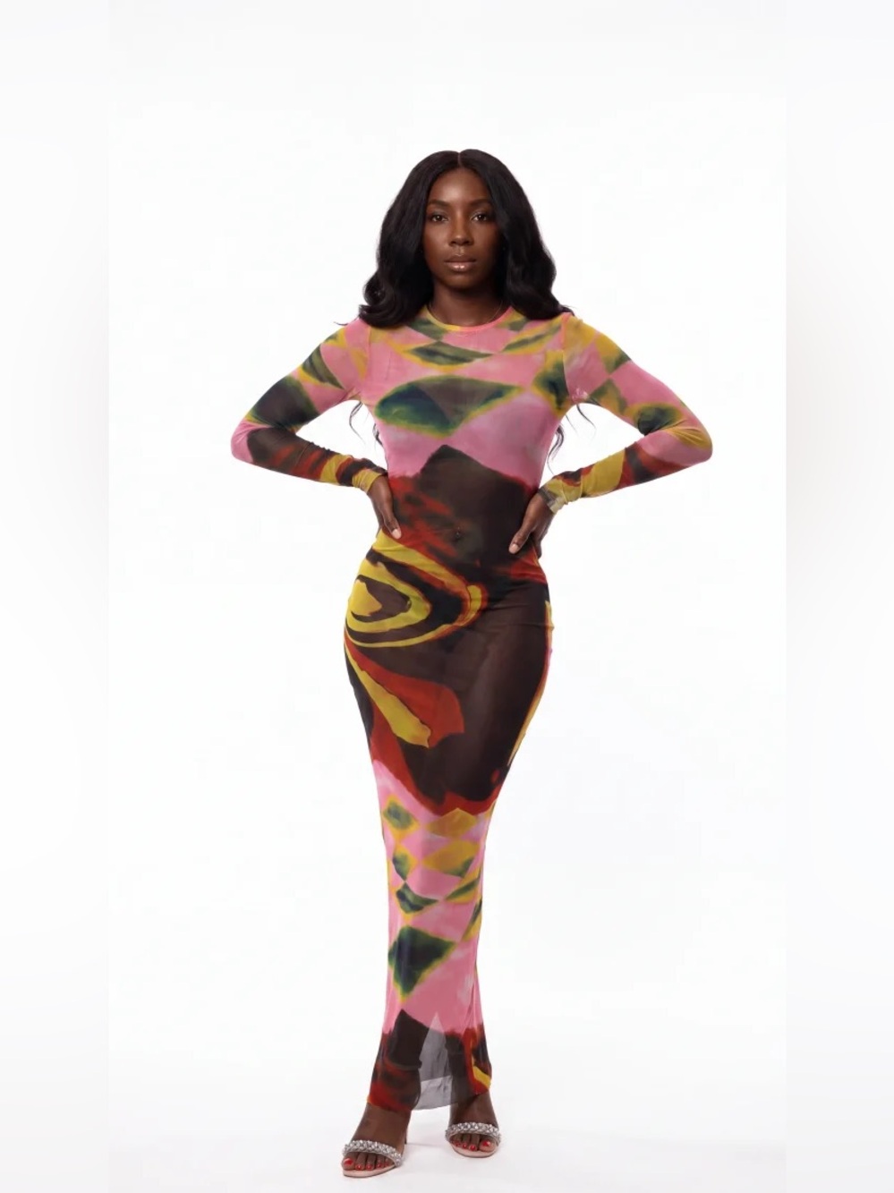 Abstract Allure Sheath Maxi Dress